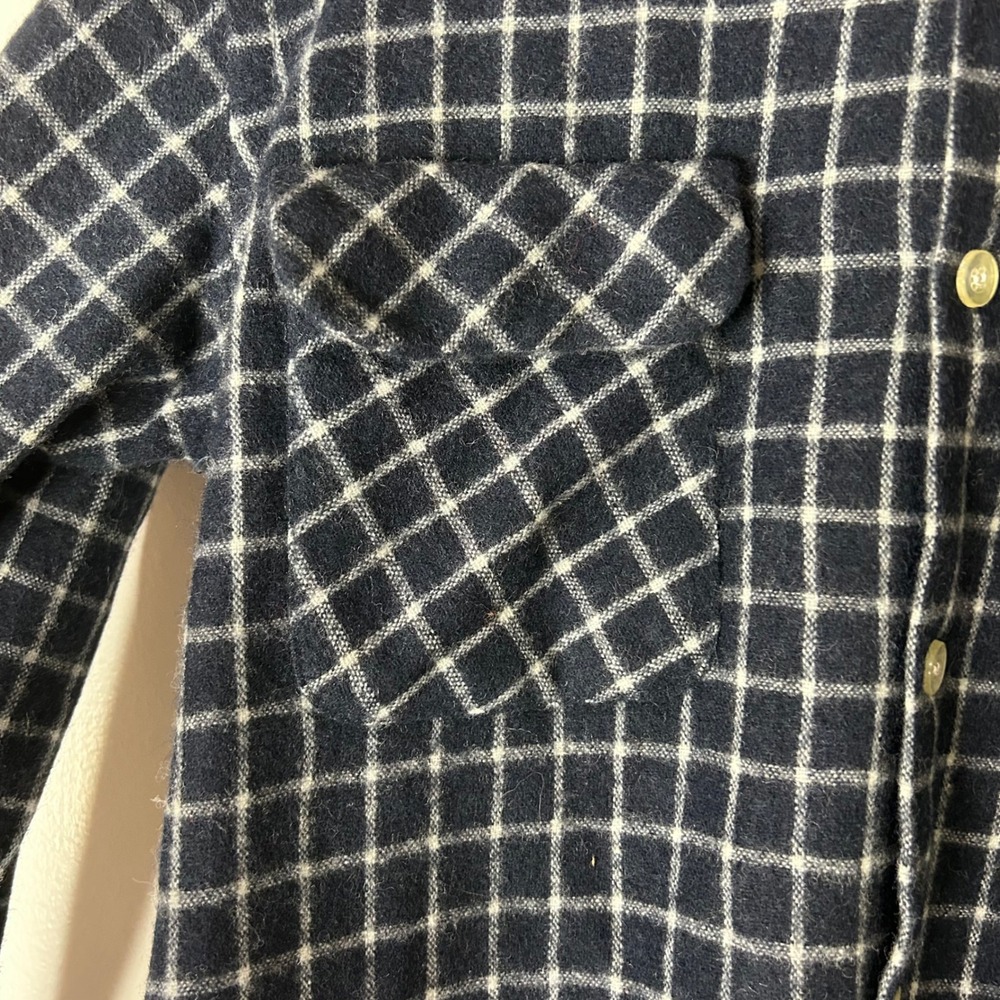 Vtg Sears Kings Road Plaid Shirt M Wool blend dagger collar 70s - Picture 4 of 7